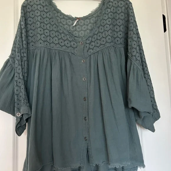 FP Movement by Free People Teal Button-Up Blouse - Picture 1 of 8